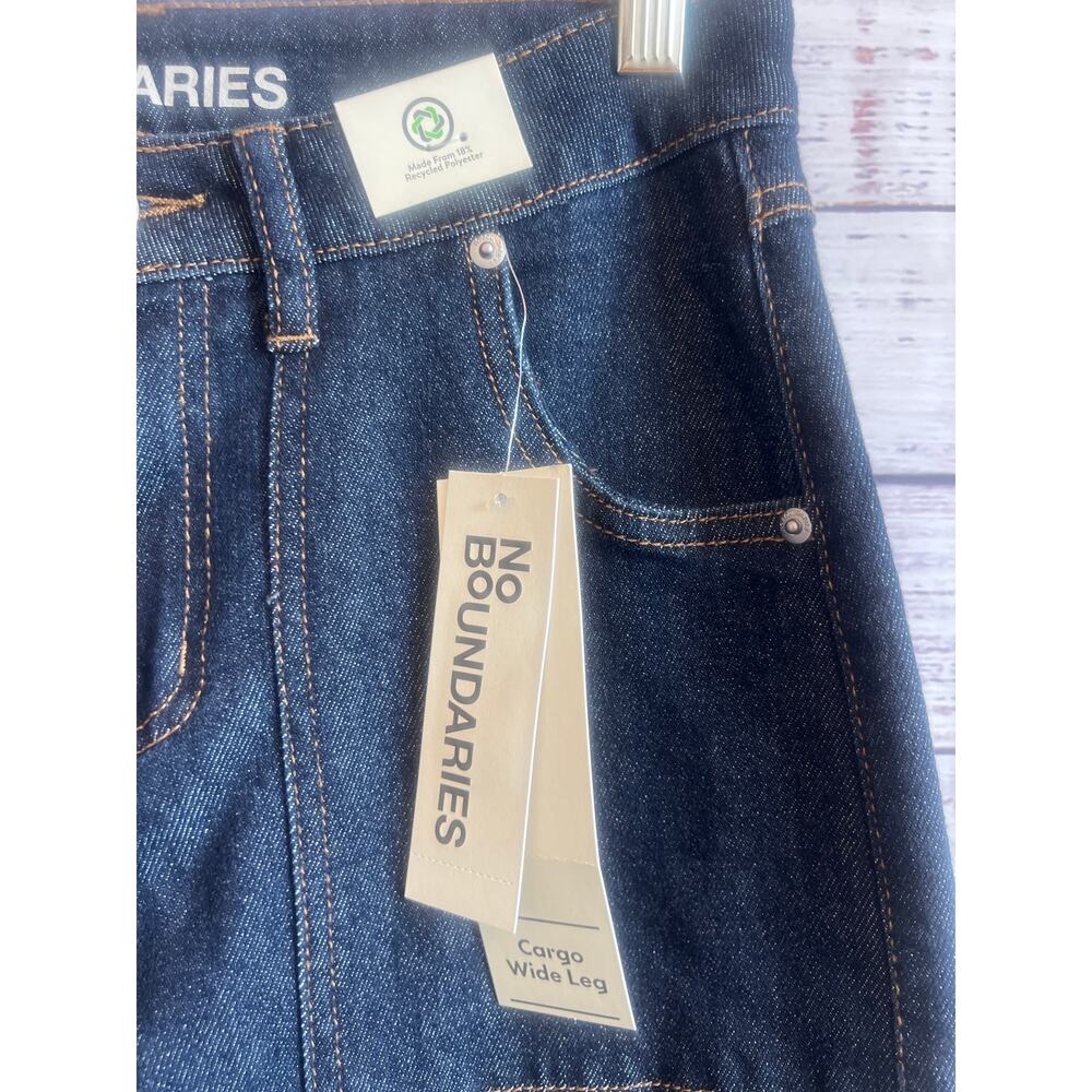 NO BOUNDARIES WOMENS BOW CARGO DARK DENIM STRETCH JEANS SIZE 4 NWT - Picture 5 of 12